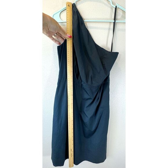 NWOT J.Crew One Shoulder Dark Blue Silk Blend Lined Cocktail Dress With Pockets - Picture 6 of 9